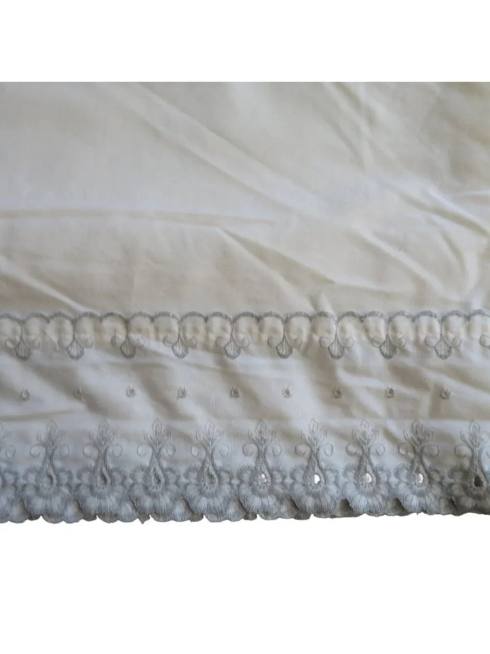 Vintage King Size Martex Beige Flat Sheet Gray Embroidered Edge Percale USA Made